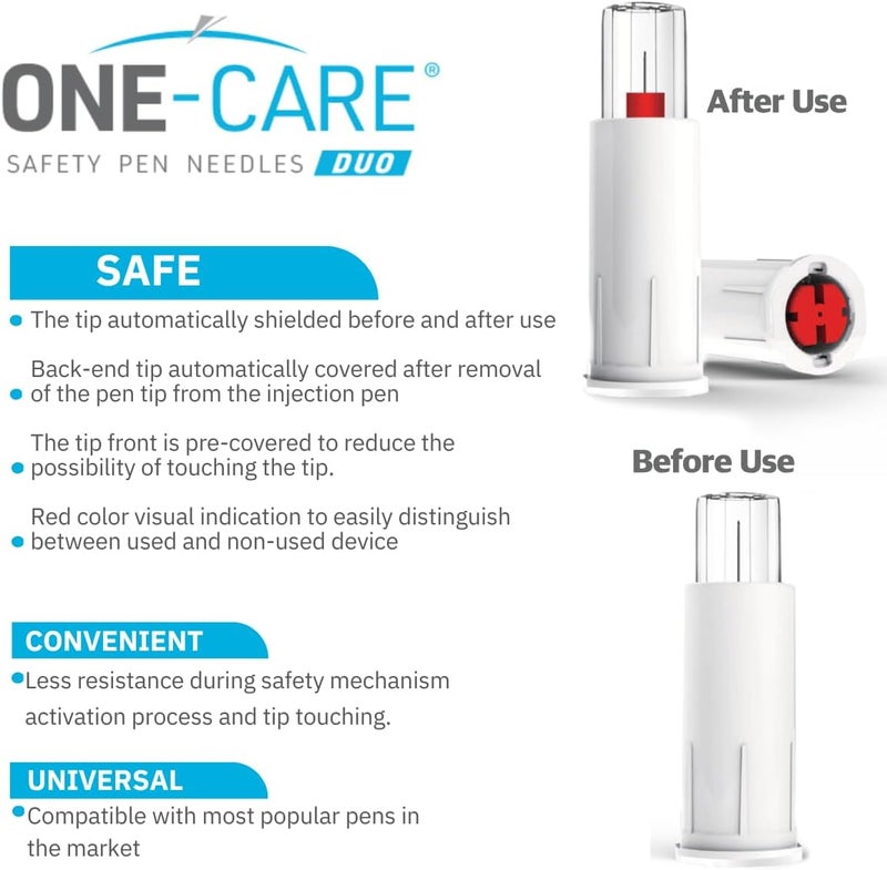 Onecare Safety Pen Tips Duo, 31G x 3/16'' (5mm), Dual-End Safety Shield, Universal Fit, 100/bx, Comfortable, Ultra-Fine Fit for Pen Devices - Image 4